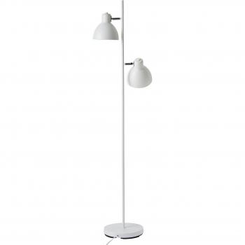 Nordic Glow – Lampadaire à deux ampoules, finition chrome & blanc
