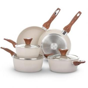 Pentole Anticottura Ceramica 8 pezzi Crema – New Ceramic Collection