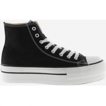 Botines Victoria con Plataforma de Lona Negra para Mujer