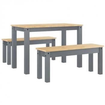 Panama Grey Solid Wood Pine 3 Piece Dining Set