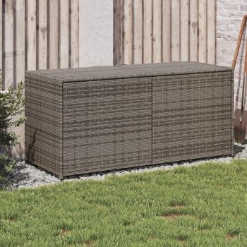 Contenedor de almacenamiento de jardín ratán sintético gris 283L