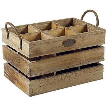 Support à bouteilles 6 compartiments en bois vieilli