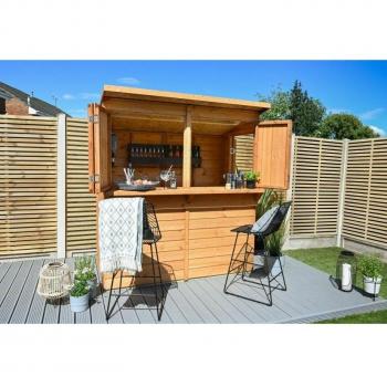 Forest Garden Wooden Garden Bar/Shed with Bi-Fold Shutters