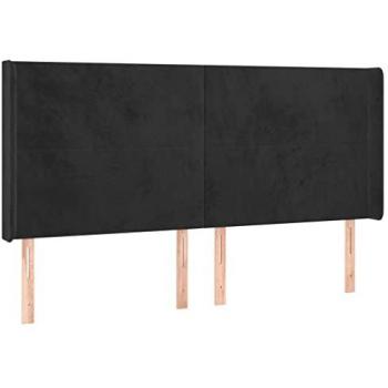 Testiera per letto a LED in velluto nero 163x16x118/128 cm