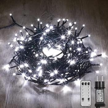 Guirlande décorative 22 m, 200 LEDs, blanc froid, câble noir, télécommande avec minuteur