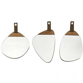 Set 3 Miroirs avec Cadre Bois MDF Marron