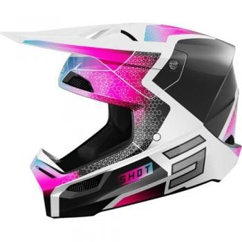 Casque de motocross enfant Shot Furious Phaser Noir Blanc Rose Taille L