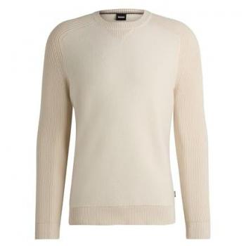 BOSS Herren Strickpullover H-Ematero Rundhalsausschnitt Offwhite Größe XL