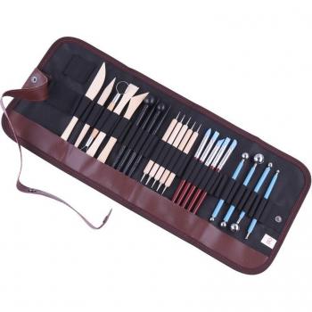 Ceramic Clay Sculpture Tool Kit – 24‑Piece Polymer Craft Modeling, Carving, and Waxing Set