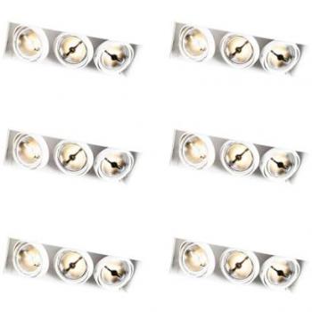 White AR111 6-Light Recessed Spotlights by Qazqa – Trimless
