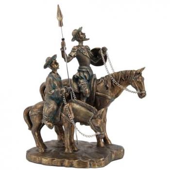 Figurine grise Don Quichotte avec Sancho Panza – 20x23x15 cm