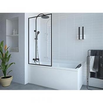 Mampara negra mate para bañera 70 x 140 cm estilo industrial cristal templado BRADENTON