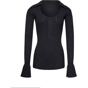 Tricot Noir à Manches Évasées