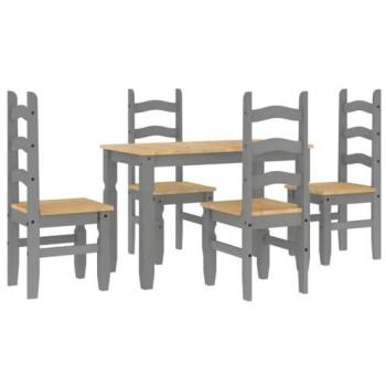 Panama Grey Solid Wood Pine 5 Piece Dining Set
