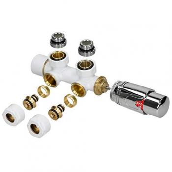Set di Collegamento per Radiatore Ad Angolo Bianco, 5 Livelli, Idrosensore, 1/2