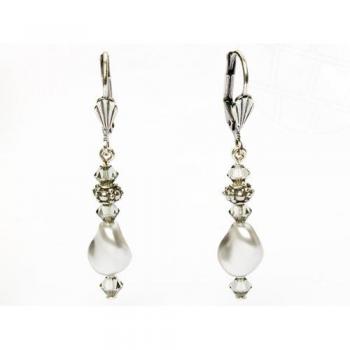 Ohrhaken 'La ola' von gogoritas® Swarovski Elements (Light Gray Pearl)