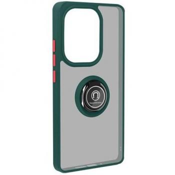 Coque à coque rigide AVIZAR – Vert sombre – Support vidéo & bague métallisée, adaptée au Xiaomi Redmi Note 13 Pro 4G