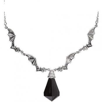 Widmann 46758 – Mottoparty-Halskette „Vampirfledermaus & Juwel“