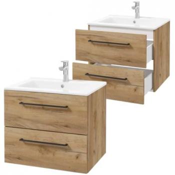 Vasque suspendue de style épuré Pinia, 60 cm, chêne massif