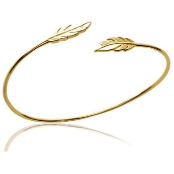 Brillaxis Bracelet Jonc Ouvert Plumes Dorées Femme 56 mm Jaune