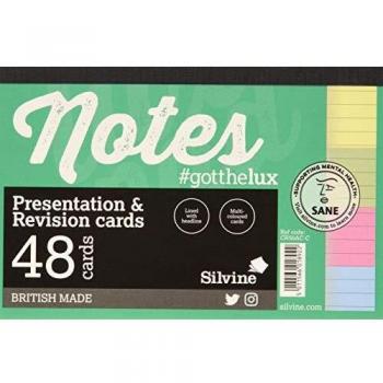 Silvine Revision Presentation and Note Cards, Assorted, Pack 48