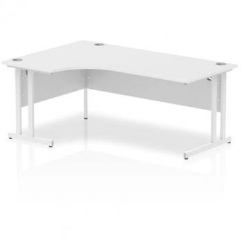 Impulse Contract Left Hand Crescent Desk 1800mm White Top Cantilever Leg
