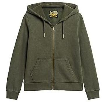 Superdry Maglia con zip, stile Army Khaki, dettagli rhinestone 2XS