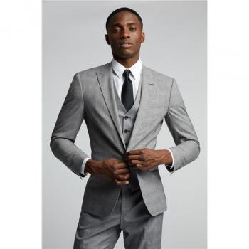 Classic Grey Checkered Men's Suit Jacket