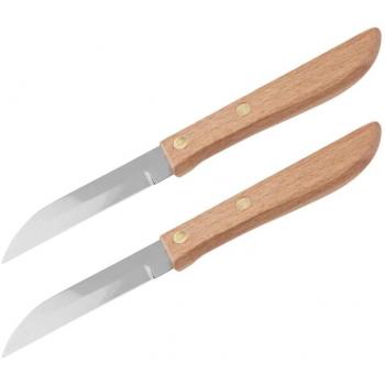 Lot de 2 couteaux d'office manche en bois lame de 7,5 cm Nirosta Country