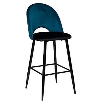 Silla de Bar Kara, Diseño Moderno en Terciopelo Azul Pato