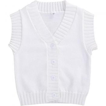 Chaleco sin mangas de algodón para niños, chaqueta cálida con botones y cuello en V, perfecta para otoño e invierno