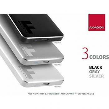 Axagon EE25-F6S USB 3.0 Gehäuse für 2.5 SSD/HDD, Vollmetall, Silber