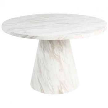 Mesa Circular Beliani 120cm Pedestal en Mármol Blanco
