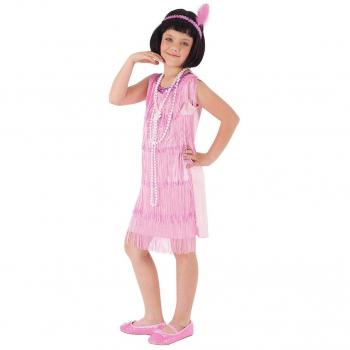 Disfraz de fiesta Flapper Rosa para niña