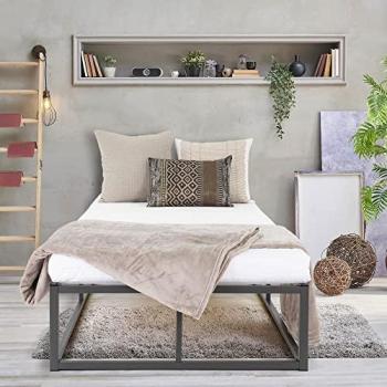 Metallbett Einzelbett 90x200 cm Anthrazit inkl. Matratze H-10cm und Lattenrost von ML-Design