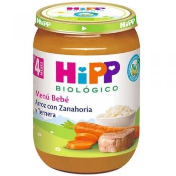 Tarrito arroz con zanahoria y ternera 190 gr 4M+ Bio Hipp