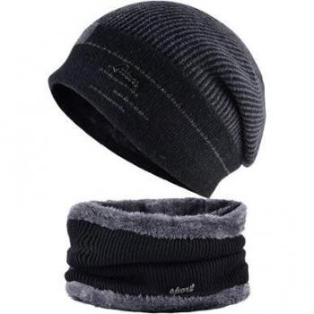 TQMSMY 2 Pcs Knit Hat and Scarf for Men