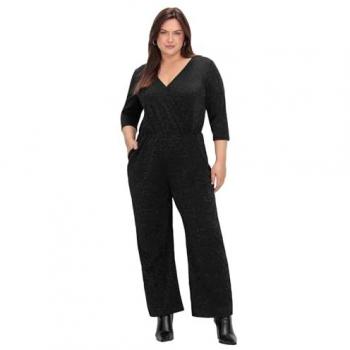 Große Größen Jumpsuit von SHEEGO – Wickeloptik, schwarz, 46