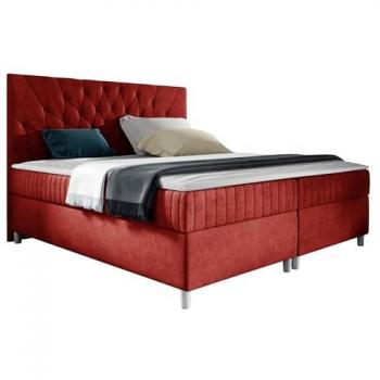 Cama continental Baltimore 175, 160x200 cm, doble, color rojo, con somieres y almacenamiento