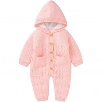 Cable Knit Infant Romper with Hood