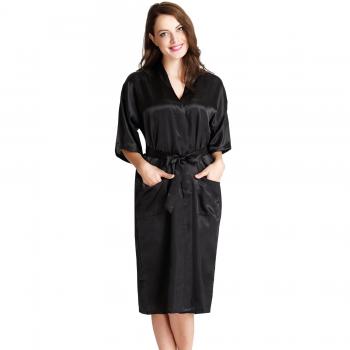 Kimono satin Aibrou femme noir M