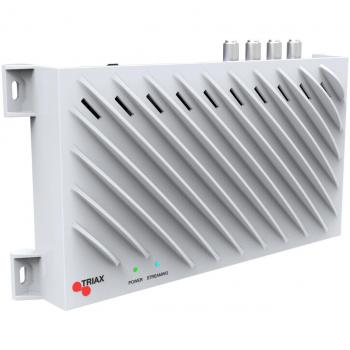 Triax SAT>IP‑Converter 400 (weiß) – 4 SAT‑Tuner, 4 Receiver, Ethernet‑Streaming