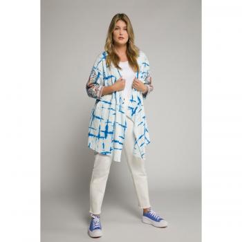 Giacca a kimono in cotone con design svasato, donna, blu, taglia I