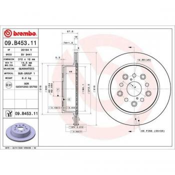 Disco de freno BREMBO 09.B453.11, 1 pieza