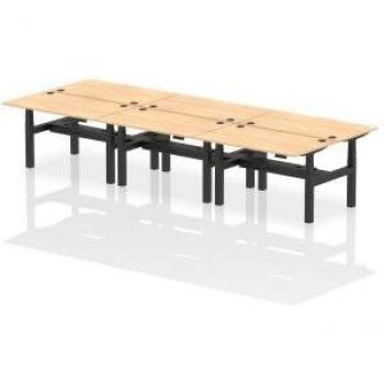 Air Back-to-Back Height Adjustable Bench Desk (6 Person, with Cable Ports)