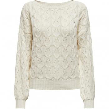 Strickpullover ONLY ONLBRYNN LIFE STRUCTURE L/S PUL KNT, Damen, Gr. S (36), weiß (cloud dancer)
