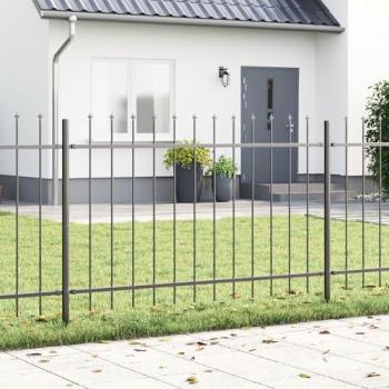 Recinzione in Acciaio Grigia 5,1x1 m con Punta a Lancia per Giardino