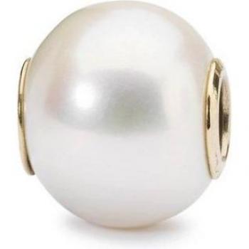 Trollbeads Elegante Weiße Perle mit Gold