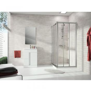 Hüppe Alpha 2 vollgerahmt 4-Eck Gleittüreckeinstieg 90x190 cm Kunstglas