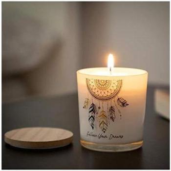 Vela decorativa en vaso (Limón/Jengibre) con tapa de madera